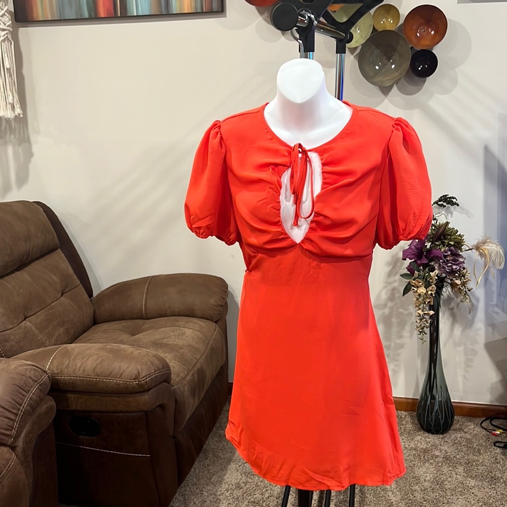 Orange Dress with Opening in Front